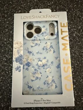 LoveShackFancy Blue and White Floral iPhone Case for iPhone 17 Pro Max brand new